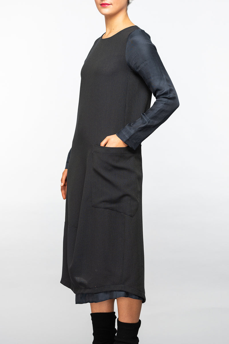Pen of Thoughts - Wool Dress - Navy