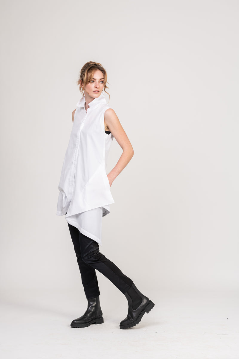 Oasis – Cotton Sleeveless Shirt – White