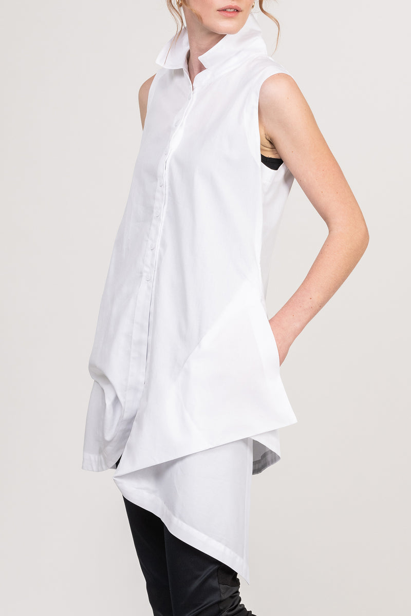 Oasis – Cotton Sleeveless Shirt – White