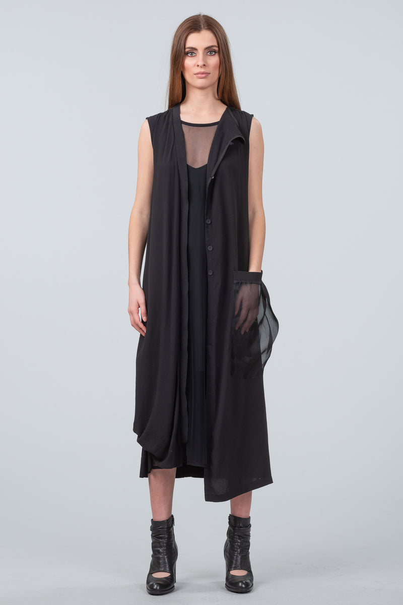 After Dark sleeveless coat dress - black - sample