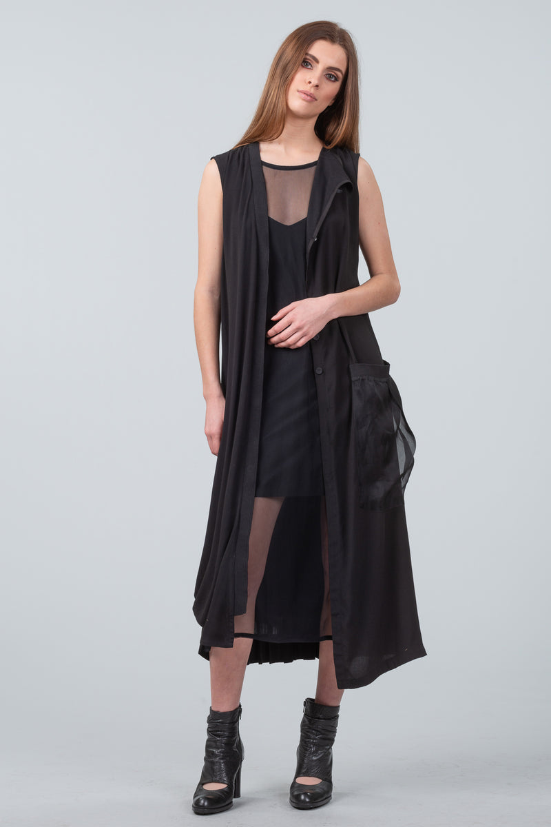 After Dark sleeveless coat dress - black - sample