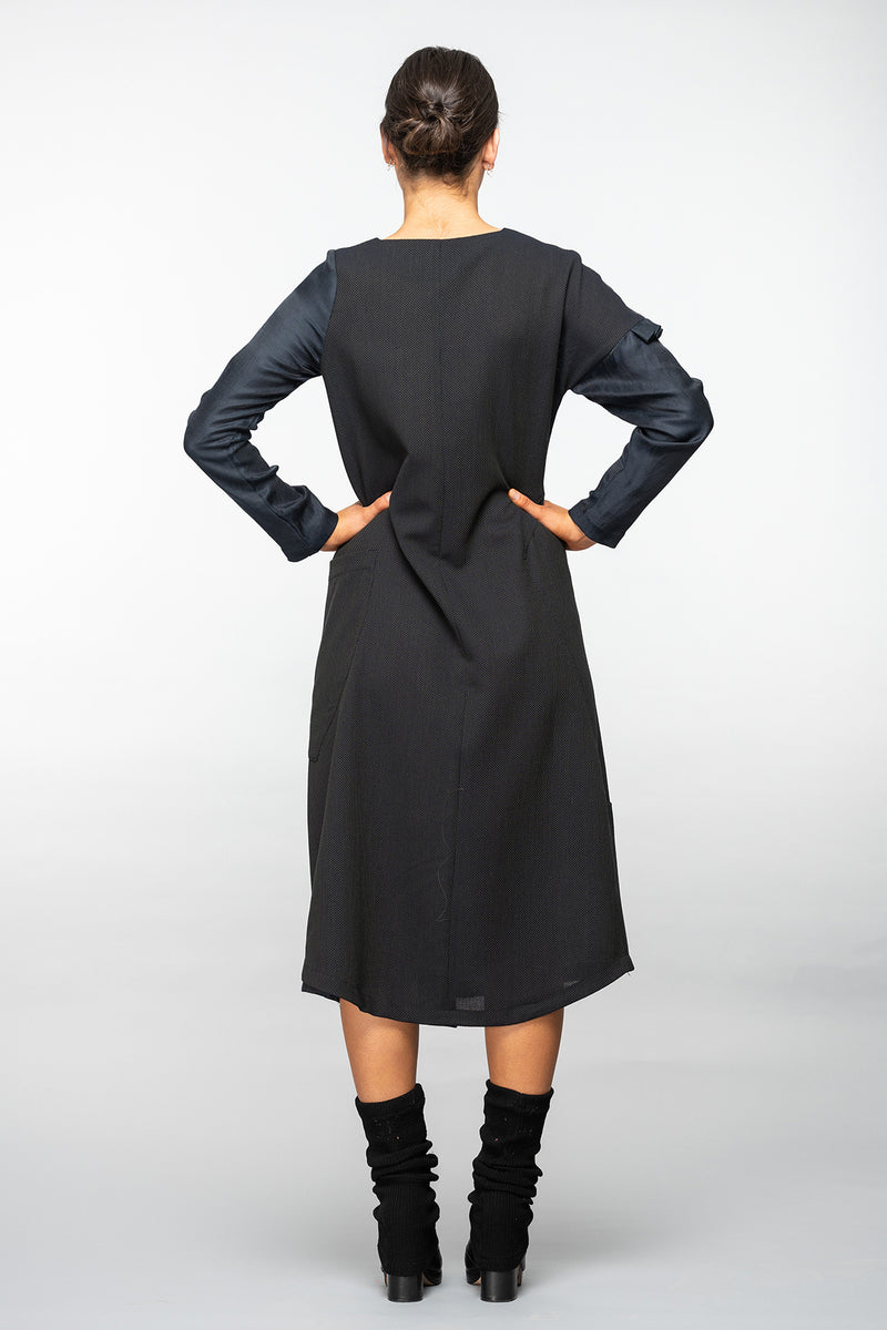 Pen of Thoughts - Wool Dress - Navy